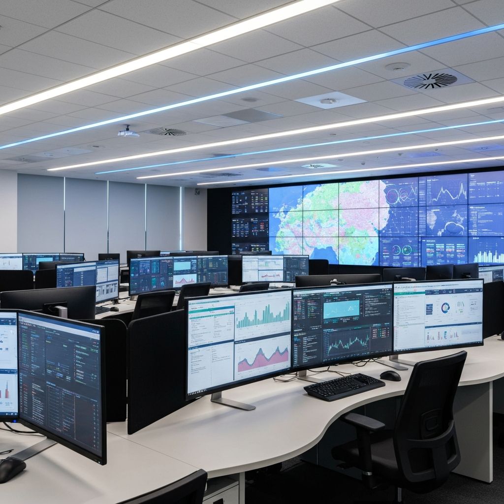 Operations center monitoring real-time data